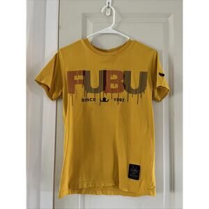 Vintage Fubu T-shirt Yellow Y2K 90s Sz XS